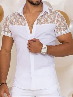 Plus Size Lace Stitching Shirts