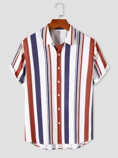Vertical Striped Button Down Shirts