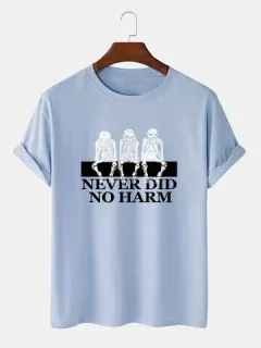 Halloween Skeleton Slogan Print T-shirts