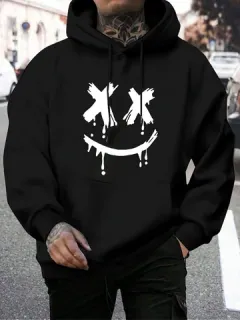 Dripping Smile Face Print Hoodies