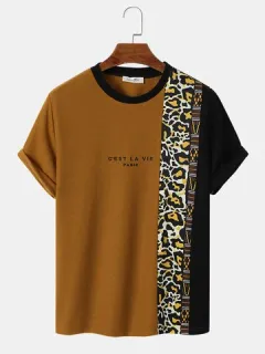 Letter Animal Skin Splicing T-shirts
