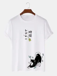 T-shirts with Japanese Cute Cat print
