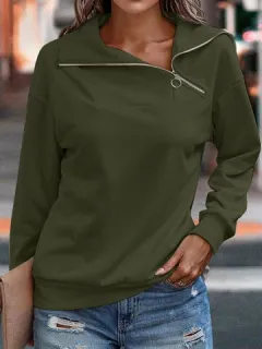 Sudadera Cremallera Irregular Cuello
