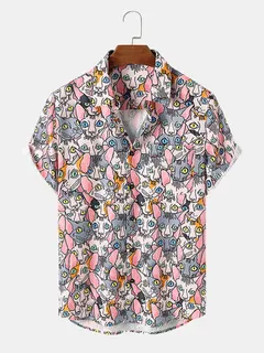 Allover Cartoon Cat Printed Shirts