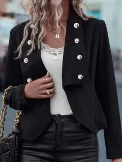 Blazer liso de manga larga con solapa