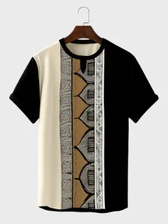 Ethnic Pattern Patchwork T-shirts