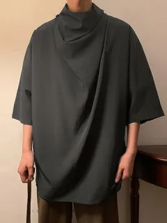 Hood Neck Button Design T-shirt