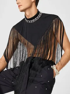 Solid Tassel High Neck Cape