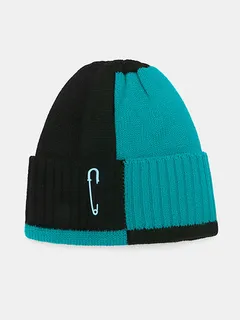 Unisex Contrast Color Patchwork Beanie Hat
