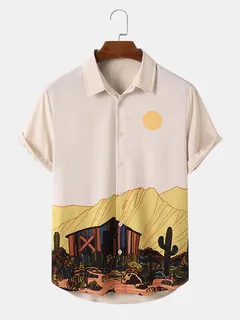 Cactus Desert Landscape Print Shirts