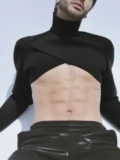 Men's Back Zipper Crop Top Neck