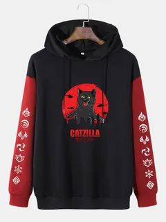 Cat Demon Letter Printed Hoodies