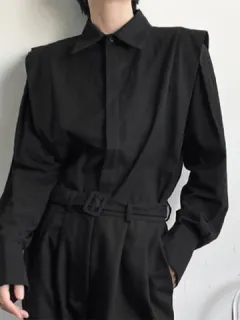Shirts with hidden placket and ruffles on the shoulders