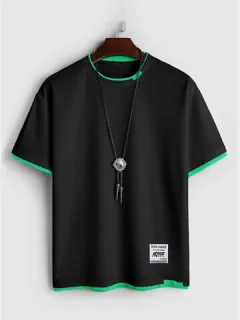 Waffle-knit T-shirts with contrast trim