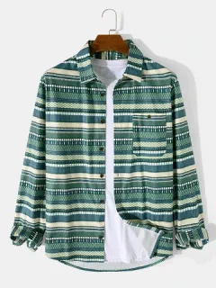 Corduroy shirts with geometric print