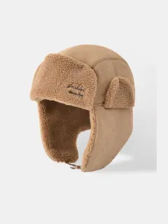 Men's Thick Lambswool Embroidered Trapper Hat