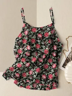 Cami con tiras finas y estampado floral de ditsy