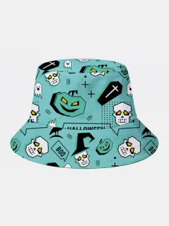 Halloween Unisex Skull Ghost Crow Bucket Hat