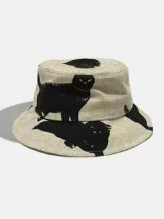 Women and Men Cat Pattern Casual Bucket Hat