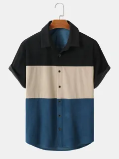 Colorblock Panel Corduroy Shirts