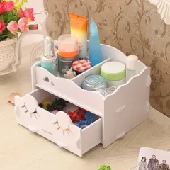 Cara Sonriente De Madera Blanco Maquillaje Organizador Cuidado De La Joyería De La Tabla Que Recoge El Caso Las Herramientas De Cosméticos