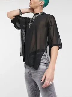 Men's Sheer Mesh Loose Short Sleeve T-shirt