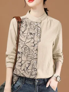 Estampado abstracto Patchwork Algodón Camisa
