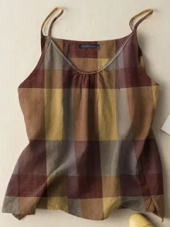Cami con tirantes finos a cuadros vintage