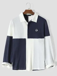 Golf Shirts with Contrast Patchwork Patches