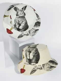 Women and Men Mushroom Pattern Print Soft Outdoor Bucket Hat