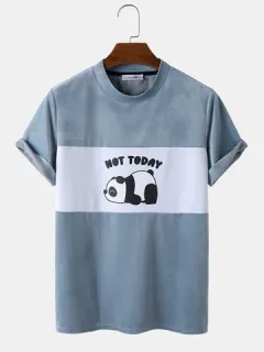 Panda Letter Print T-shirts