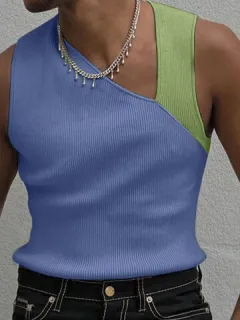 Men Sexy Patchwork Hollow Slim Sleeveless Vest