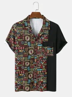 Asymmetrical shirts with ethnic print