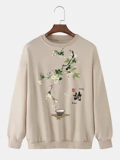 Sudaderas con estampado floral de estilo chino