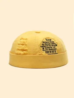 Unisex Skull Broken Hole Letter Patch Cap
