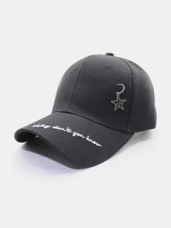 Men & Women Baseball Cap with Embroidered Alphabet Pentagram