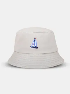 Unisex Embroidered Sailboat Bucket Hat