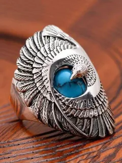 Eagle Alas talladas Turquesa Anillo
