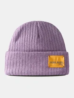 Unisex Knitted Letter Patch Beanie Hat