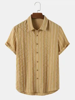 Striped Textured Button Down Shirts