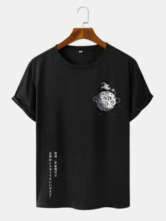Astronaut Planet Japanese Print T-shirts