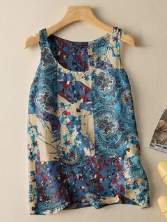 Camiseta sin mangas de algodón con estampado vintage