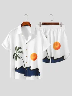 Sunset Beach Printed Shirts Set