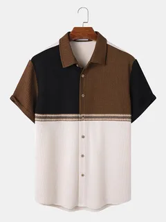 Colorblock Geometric Bow Shirts