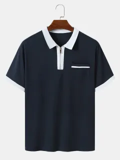 Golf Shirts with Contrast Chest Pocket