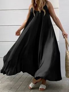 Sólido Sin espalda Informal Maxi Vestido