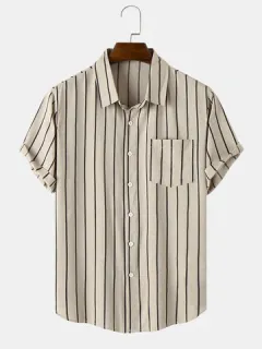 Shirts with chest pocket with vertical stripes