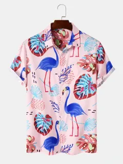Shirts with crane and plant print