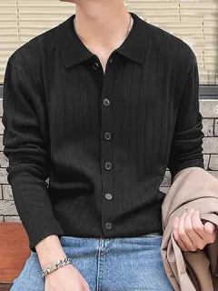 Plain Knit Long Sleeve Shirt