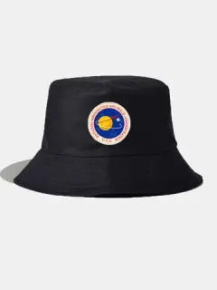 Men & Women Plain Color Planet Pattern Sunshade Bucket Hat